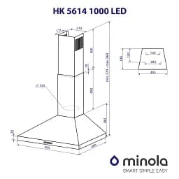 Витяжка купольна Minola HK 5614 I 1000 LED - мініатюра 11