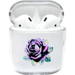 Прозорий силіконовий чохол Apple AirPods із малюнком - Rose (KAP1133)