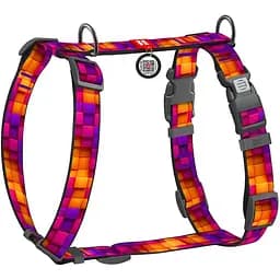 Шлея для собак Waudog Nylon анатомічна H-подібна з QR-паспортом, малюнок "Куби 3Д", пластиковий фастекс, L