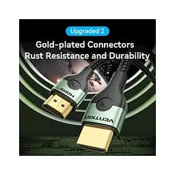 Кабель мультимедійний HDMI M to HDMI M 1.5m 8K ultra thin cotton braided green Vention (ALOGG) - мініатюра 7