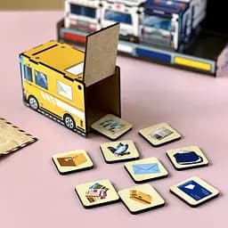 Дерев'яна настільна гра "Службовий транспорт" сортер-комодик Ubumblebees 22х12х14 см igr0001501 - мініатюра 9