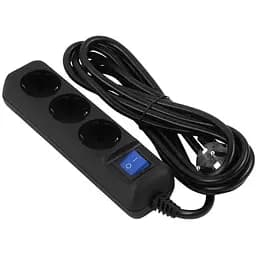 Фильтр питания 2E 3 розетки, 3 м, Black (2E-U03ESM3BK)