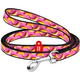 Повідець для котів та дрібних порід собак Waudog Nylon нейлоновий, малюнок "Банани на рожевому", XS