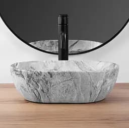 Умивальник Rea Amelia Mini 38x26 stone matt (REA-U9109), Матова - мініатюра 3