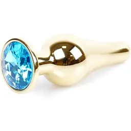 Анальна пробка Boss Of Toys Boss Series - Jewellery Gold Butt Plug Light Blue, BS6400067, Золотий / Голубой