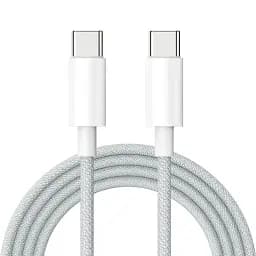 Кабель PD 60W 1 м USB-C ↔ USB-C в тканевой оплетке Woven для Apple MacBook/iPad/iPhone OEM белый