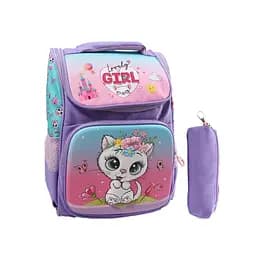 Рюкзак C 72899 27х14х44 см, 1 відділення, 3 кишені, на блискавці, пластикові вставки, пенал, в пакеті (6900067728999) Бузковий