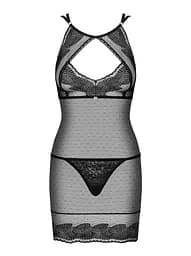 Сорочка и стринги Obsessive Allastia L/XL (черный)