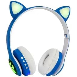 Навушники бездротові Cat Ear VZV-23M Bluetooth RGB з котячими вушками сині