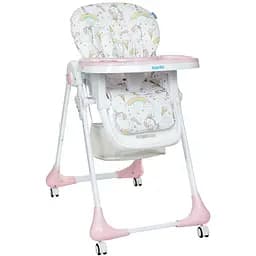 Мягкий стульчик для кормления Bambi M 3233 Unicorn Pink с корзиной для игрушек
