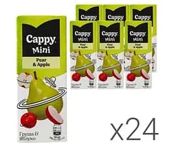 Cappy mini Pear Apple, паковка 24 шт. х 0,2 л, Нектар Груша-яблуко Каппі міні, з трубочкою