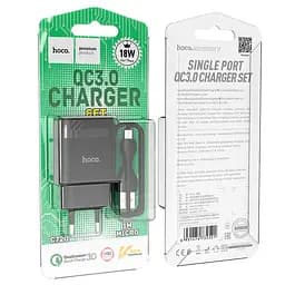 МЗП Hoco C72Q Glorious QC3.0 18W (1USB-A) + кабель USB to MicroUSB Білий - мініатюра 6