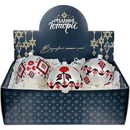 Набір ялинкових прикрас Різдвяні історії Код нації: Запоріжжя 3 кулі скло (4820001179965)