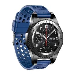 Силіконовий double перфорований ремінець Watchbands для Samsung Galaxy Watch 46mm SM-R800NZSA синій ширина кріплення 22мм (WB009BUBLEPERFBLUE146) - мініатюра 2