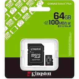 Карта пам'яті Kingston microSDXC Canvas Select Plus 64GB Class 10 UHS-I U1 V10 A1 + SD адаптер (SDCS3/64GB) [145140] - мініатюра 3