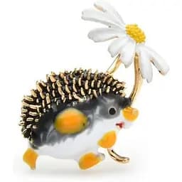 Брошь Ежик с ромашкой