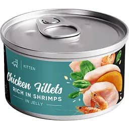 Влажный корм для котят Savory Chicken Fillets rich in Shrimps in Jelly for Kittens филе курицы с креветками в желе, 70 г