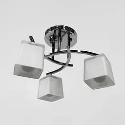 Стельовий хромований світильник на 3 білих плафони Ø 35 см | Арт. 91173/3B CH | Line F