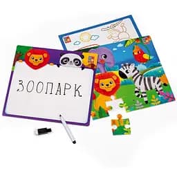 Розвиваючий набір 4 в 1 Зоопарк Vladi Toys VT2002-02 пазл, розмальовка. Маркер - мініатюра 2