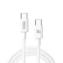 Кабель Brevia Type-C to Type-C 60W 1 м, белый ZIP (55100WCCZ1)