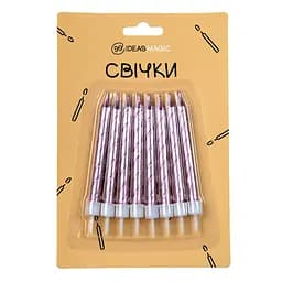 Свічка спіраль металік рожева 8 шт 7,5 см