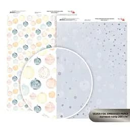 Бумага дизайнерская двусторонняя матовая „Silver Drops“ 1 с тиснением 21х29,7см 200г/м2 ROSA TALENT