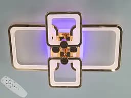 Плоская светодиодная люстра с пультом, подсветкой, 76W, золото.