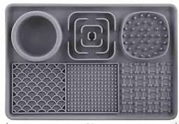 Миска-лизальний килимок для собак та котів для повільного годування ПУХНАСТЕ ЩАСТЯ сірий