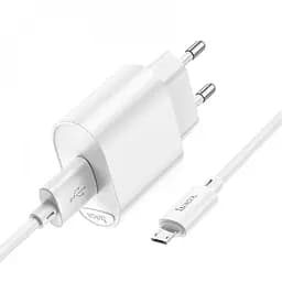 МЗП Hoco C109A Fighter QC3.0 18W (1USB-A) + кабель USB to MicroUSB White - мініатюра 3