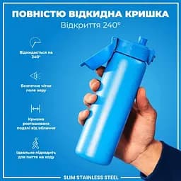 Пляшка для води ION8 металева 600 мл Stainless Steel Blue (I8SS600BLU) - мініатюра 3
