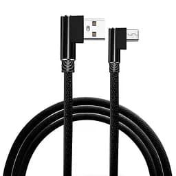 Micro usb кабель з Г-подібними роз'ємами - 2 метри, чорний (100911)