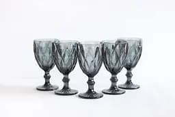 Набір келихів для вина Glassware 6шт Подарункові кольорові скляні фужери для коктейлів 300мл Сірий - мініатюра 3