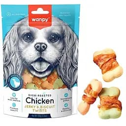 Wanpy Chicken Jerky & Biscuit Twists ванпи бисквит з в'яленою куркою печиво, ласощі для собак
