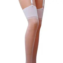 Класичні панчохи під пояс із широкою гумкою ST001 bianco - Passion 1/2