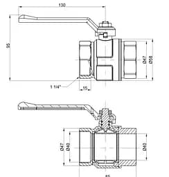 Кран кульовий Icma 1" 1/4 прямий №350 (87350AG11) - мініатюра 3