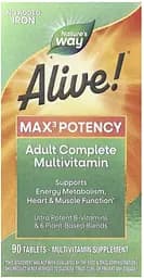Вітаміни та мінерали Nature's Way Alive! Max3 Potency No Added Iron, 90 таблеток