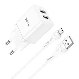 Набір із кабелем мережевий Hoco Maker dual port charger set N25 кабель Micro USB 2USB білий