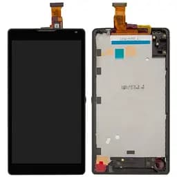 Дисплей Sony C6502 Xperia ZL L35h /C6503 /C6506 чорний, з рамкою червоного кольору