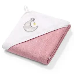 Рушник з капюшоном BabyOno Місяць, 100х100 см, рожевий з білим (142/10)