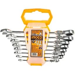 Набір ключів Ingco Industrial гайкових комбінованих храпових гнучких 8-19 мм (HKSPAR1083)