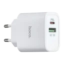 Мережевий зарядний пристрій 1USB Hoco C57A QC 3.0+ (Type-C) 3A White