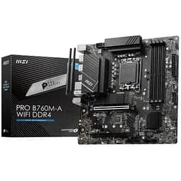 Материнська плата MSI PRO LGA1700, B760M-A WIFI DDR4, B760, 4xDDR4, Int.Video(CPU), 4xSATA3, 2xM.2, 2xPCI-E 16x 4.0, 1xPCI-E 1x 3.0, ALC897, RTL8125BG, WiFi6, Bluetooth 5.3, 9xUSB3.2/6xUSB2.0, 2xHDMI/2xDP, MicroATX - мініатюра 2