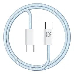 Кабель MAKE Type-C to Type-C PD 65W 1м Nylon Blue