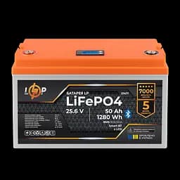 Акумулятор LP LiFePO4 25,6V - 50 Ah (1280Wh) (BMS 80A/50А) пластик LCD Smart BT - мініатюра 2