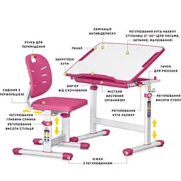 Комплект меблів Evo-Kids Pink: стіл+стілець+полиця+лампа (BD-24 PN) - мініатюра 2