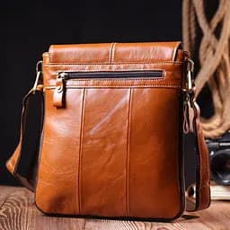 Вертикальна чоловіча сумка Vintage 20830 шкіряна коричнева - мініатюра 8