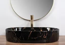 Умивальник Rea Nadia black marble shiny накладний REA-U0539, Чорний матовий - мініатюра 5