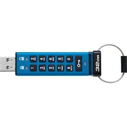 USB флеш накопичувач Kingston 32GB IronKey Keypad 200 AES-256 Encrypted Blue USB 3.2 (IKKP200/32GB) - мініатюра 2