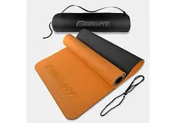 Коврик для йоги и фитнеса EasyFit TPE+TC 6 мм двухслойный + Чехол оранжевый с черным (EF-1924s-ORB)