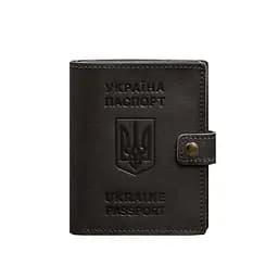 Шкіряна обкладинка-портмоне на паспорт з гербом України 25.1 темно-коричнева - мініатюра 9